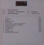 Bilingual Reissued - CD-R: 2001 UK (PSB Partnership; n/a) [studio promo; only w/tracks later issued on disc 1]